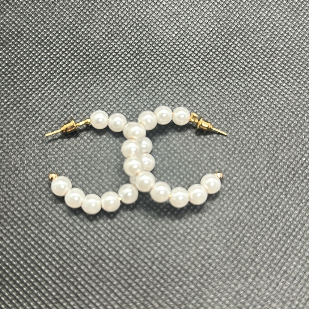 Classic White Simulated Pearl Gold Tone Elegant C-Hoops | Timeless Jewelry - Picture 5 of 16